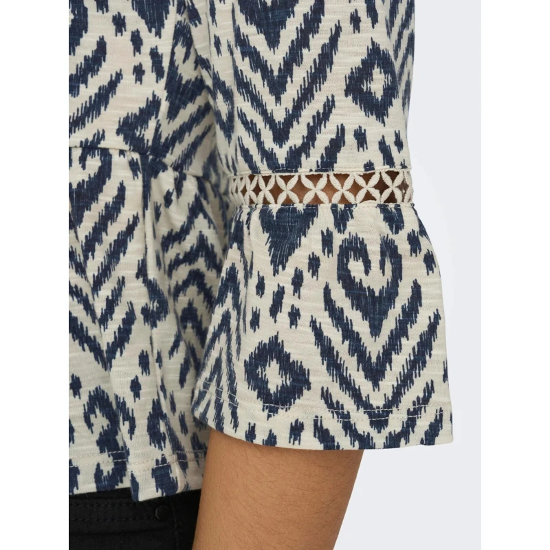 Top Imprimés Dora Beige Bleu Femme - Jacqueline De Yong 6 Top Imprimés Dora Beige Bleu Femme - Jacqueline De Yong – Image 4