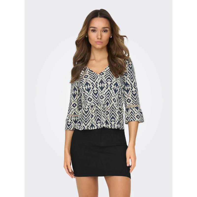 Top Imprimés Dora Beige Bleu Femme - Jacqueline De Yong 3 Top Imprimés Dora Beige Bleu Femme - Jacqueline De Yong