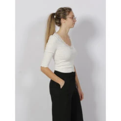 Top Manches 3/4 Col Dentelle Côtelé Blanc Femme - Salsa 8 Top Manches 3/4 Col Dentelle Côtelé Blanc Femme - Salsa -Vero Vetements Magasin top manches 34 col dentelle cotele blanc femme salsa 2